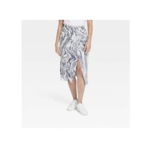 Midi Ruched Slip Skirt w/ slit